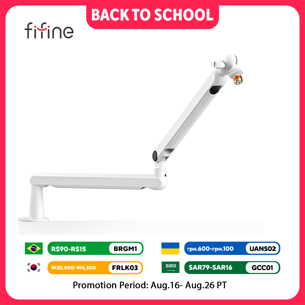 Microphone Arm Boom - FIFINE Microphone Boom Arm, Adjustable Low