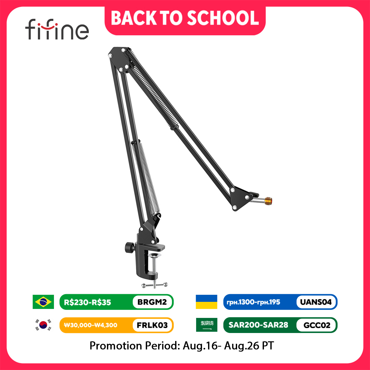 Microphone Arm Boom - FIFINE Adjustable Microphone Suspension Boom Scissor