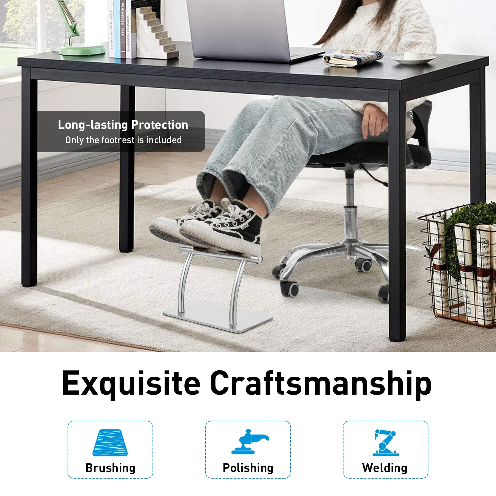 Stainless Steel Foot Rest for  - Footrest Under Desk ulasan dan harga